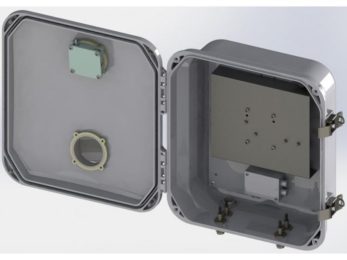 12” x 10” x 5” NEMA Enclosure with Solid Door, Latch Locks, 4 RPSMA Holes (M-F), Heated/Cooled, Dual Line PoE | Image 1