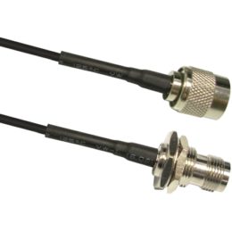 2 ft 100 Series Cable Assembly with RPTNC Female Bulkhead - RPTNC Male Connectors | Image 1