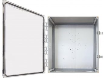 NEMA 4X Polycarbonate Enclosure with Clear Door and Latch Locks, 18 x 16 x 10 in | Image 1