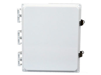 NEMA 4X Polycarbonate White Enclosure with Wi-Fi Micro Patch Antenna, 4 RPTNC Male Connectors, 12 x 10 x 6 in | Image 1