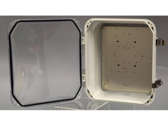 NEMA 4X Polycarbonate Enclosure with Clear Door, Latch Locks and No Holes, 12 x 10 x 5 in | Image 1