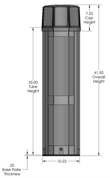 42" x 11" x 11" Outdoor Wireless Bollard with Octagonal Cap